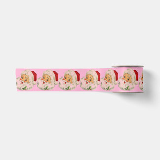 Retro Vintage Weihnachtsmann rosa Weihnachten Satinband