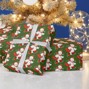 retro vintage Weihnachtsmann Schneemann Feiertag Geschenkpapier