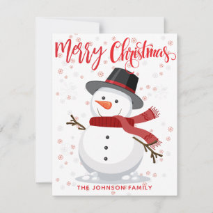 Retro Vintage Weihnachtsmann Schneemann mit Gesche Feiertagskarte