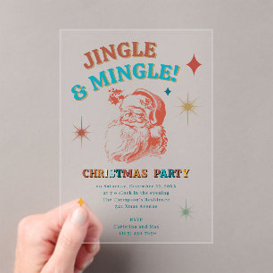Retro-Vintage-Weihnachtsmann-Weihnachtsfeier-Jingl Acryleinladungen