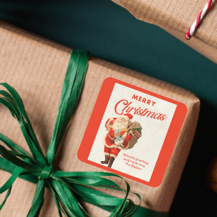 Retro Vintage Weihnachtsmann Weihnachtsfeiertag Quadratischer Aufkleber