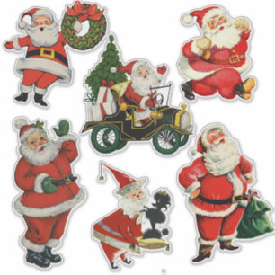 Retro Vintage Weihnachtsmänner Extra Groß Aufkleber