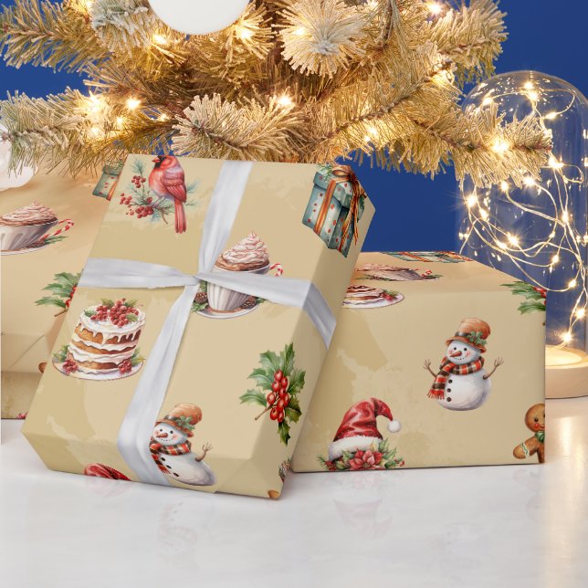Retro Vintage Weihnachtsmuster Geschenkpapier (Feiertage)