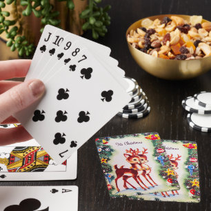 Retro Vintage Weihnachtsrentier Spielkarten