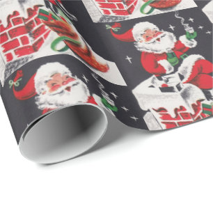 Retro Vintage Weihnachtssankt-Partyverpackung Geschenkpapier