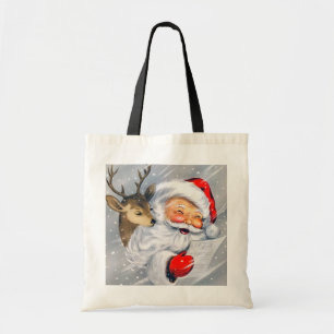 Retro Vintage Weihnachtssankt-Ren-Tasche Tragetasche