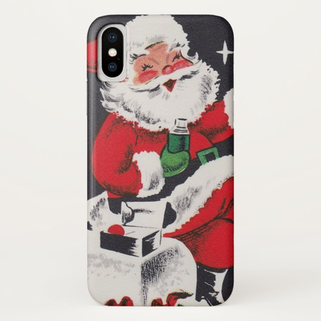 Retro Vintage Weihnachtssankt-Telefonrechtssache Case-Mate iPhone Hülle (Rückseite)