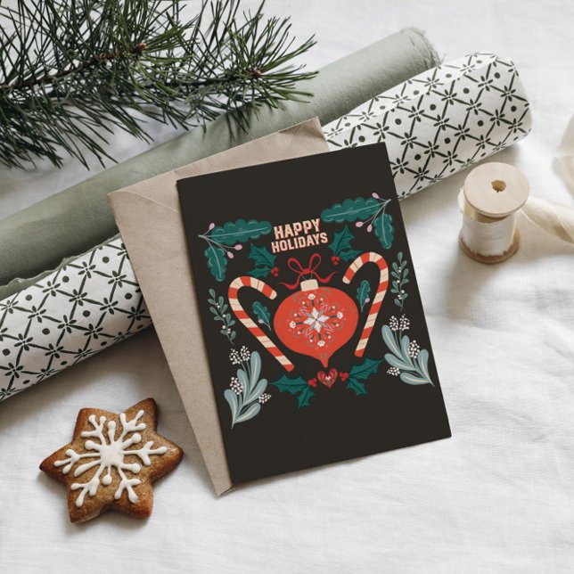 Retro Vintage Weihnachtsschmuck Feiertagspostkarte (Von Creator hochgeladen)