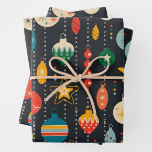 Retro Vintage Weihnachtsschmuck Geschenkpapier Set