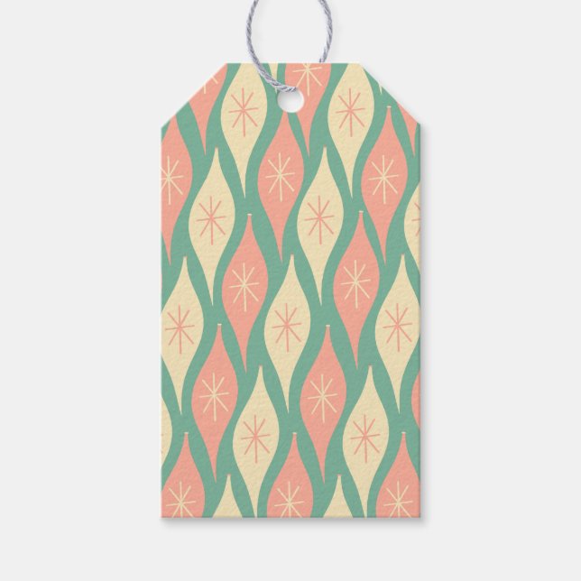 Retro Vintage Weihnachtsschmuck Muster Rosa Geschenkanhänger (Vorderseite)