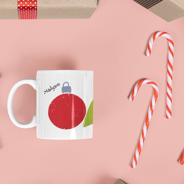 Retro Vintage Weihnachtsschmuck Personalisiert Kaffeetasse (Von Creator hochgeladen)