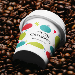 Retro Vintage Weihnachtsschmuck Personalisiert Pappbecher