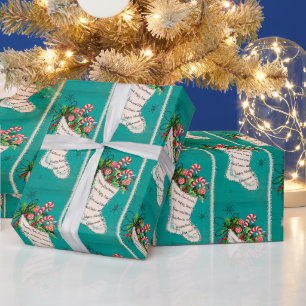 Retro Vintage Weihnachtsstrumpf Partyverpackung Geschenkpapier