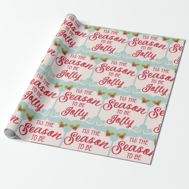 Retro Vintage Weihnachtswrapping Paper Geschenkpapier (Ungerollt)
