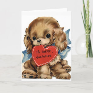 Retro-Vintage-Welpen-Herz-individuelle Valentinsta Feiertagskarte