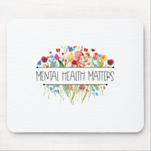 Retro Vintage Wildblume Psychische Gesundheit S Be Mousepad