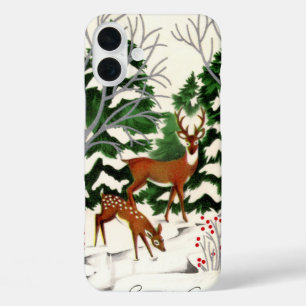 Retro-Vintage-Winter-Rentier iPhone 16 Plus Hülle