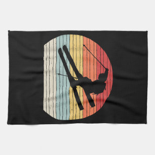 Retro Vintage-Wintersport Skifahren Geschirrtuch