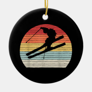 Retro Vintage-Wintersport Skifahren Keramik Ornament