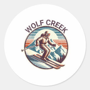 Retro Vintage Wolf Creek Colorado Skigebiet Winter Runder Aufkleber