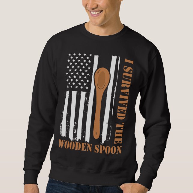 Retro Vintage Wooden Spoon Survivor  6 Sweatshirt (Vorderseite)