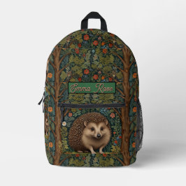 Retro vintage woodland hedgehog woodland botanical bedruckter rucksack