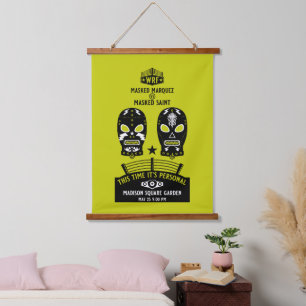 Retro Vintage Wrestling Poster Wandteppich Mit Holzrahmen