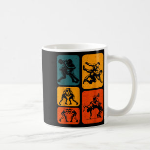 Retro Vintage Wrestling Silhouette Wrestler Männer Kaffeetasse