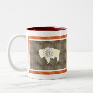 Retro Vintage Wyoming-Flagge Zweifarbige Tasse