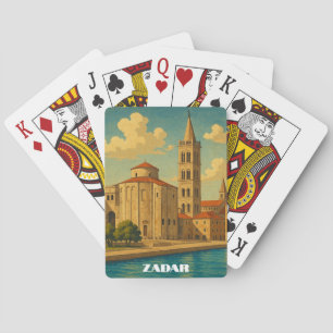 Retro Vintage Zadar Kroatien Reise Spielkarten