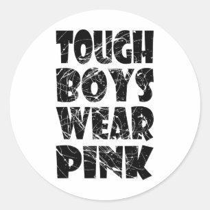 Retro Vintage, zähe Jungen tragen rosa - Brustkreb Runder Aufkleber