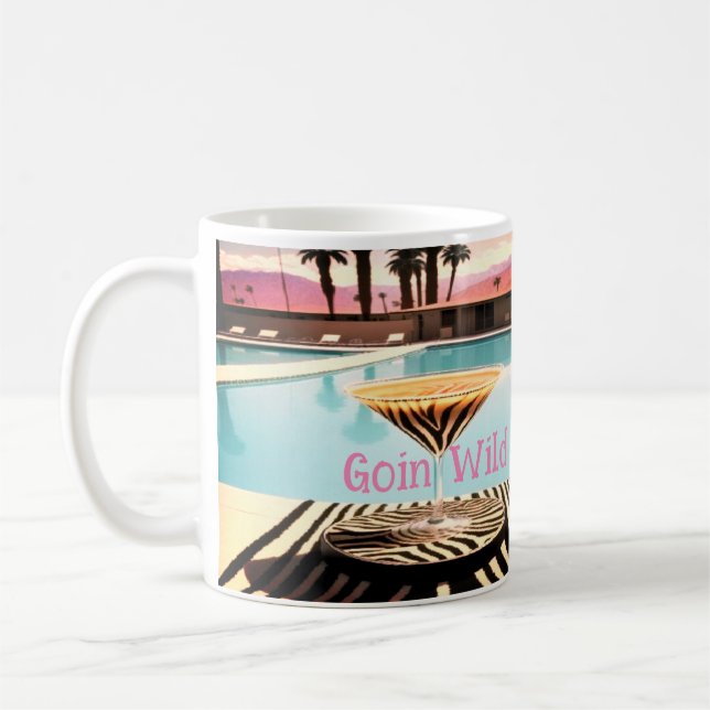 Retro Vintage Zebra Theme Poolside Palm Springs Kaffeetasse (Links)