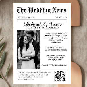 Retro-Vintage-Zeitungs-Hochzeit Einladung