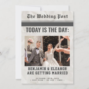 Retro Vintage-Zeitungs-Hochzeitseinladung