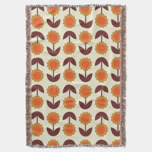 Retro Vintagen 70er Floral Muster Orange und Braun Decke