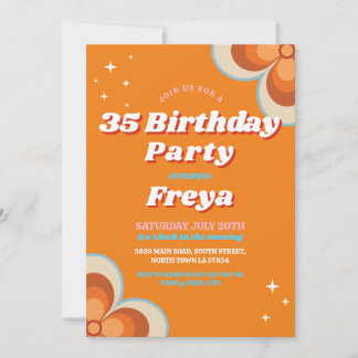 Retro Vintagen Geburtstagsparty Orange der 70er Ja Einladung