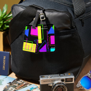 RETRO VINTAGER 80er COOL NEON GEOMETRIC 1980er DRU Gepäckanhänger