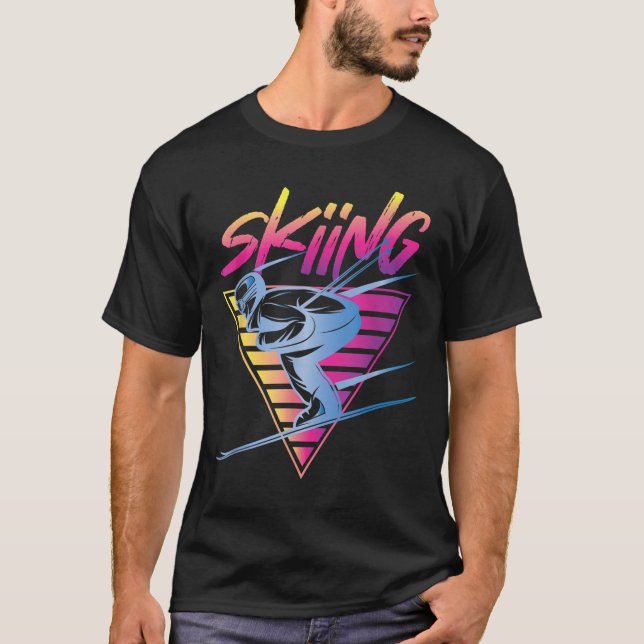 Retro Vintager 80er Skifahren T-Shirt (Vorderseite)