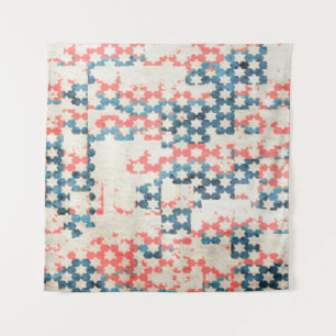 Retro-Vintager, abstrakter Patchwork-Hintergrund Wandteppich