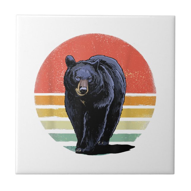 Retro Vintager Bär Fliese (Vorderseite)