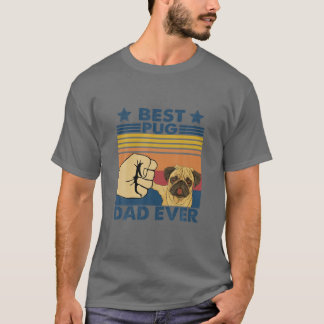 Retro Vintager bester Mops Vater je Lover Dog T-Shirt