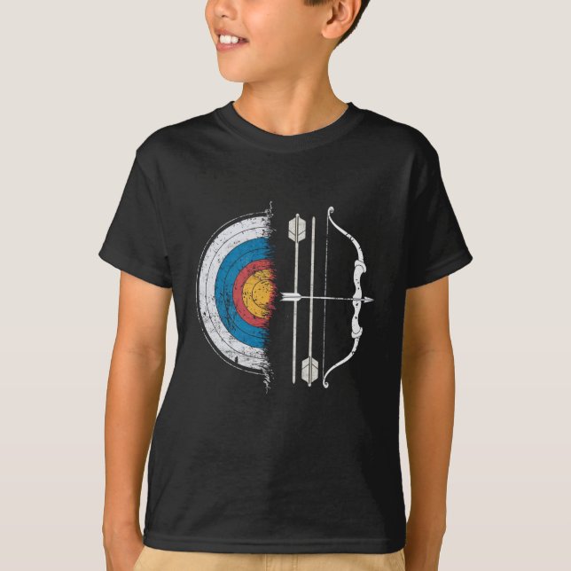 Retro-Vintager Bogenobjektbow und Arrow-Bogenhalte T-Shirt (Vorderseite)