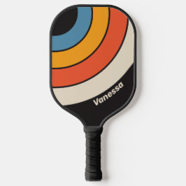 Retro Vintager dunkler Regenbogenkreis Streifen mi Pickleball Schläger