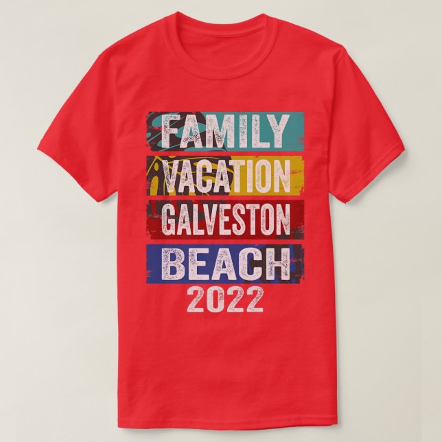 Retro Vintager Familienurlaub 2022 Teas Galveston  T-Shirt (Design vorne)