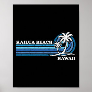 Retro Vintager Familienurlaub Hawaii Kailua Beach Poster
