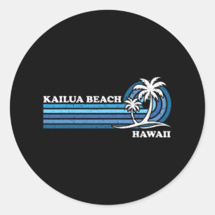 Retro Vintager Familienurlaub Hawaii Kailua Beach Runder Aufkleber