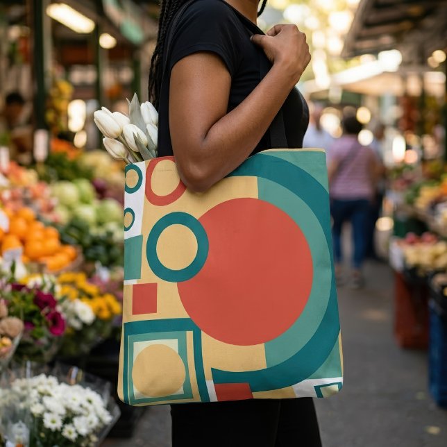 Retro Vintager geometrischer Risograph, Risoprint (Retro Geometric Risograph Style Abstract Design. Tote Bag)