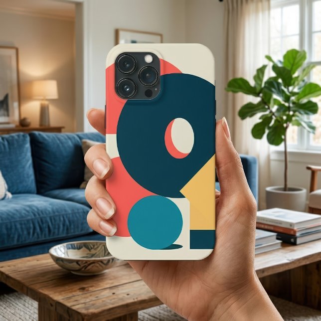 Retro Vintager geometrischer Risograph, Risoprint Case-Mate iPhone Hülle (Retro Abstract Geometric Risograph Art Design. iPhone Case)