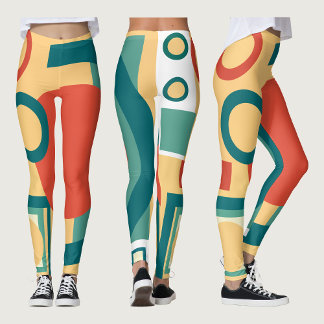 Retro Vintager geometrischer Risograph, Risoprint Leggings