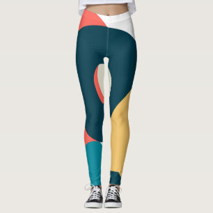 Retro Vintager geometrischer Risograph, Risoprint Leggings